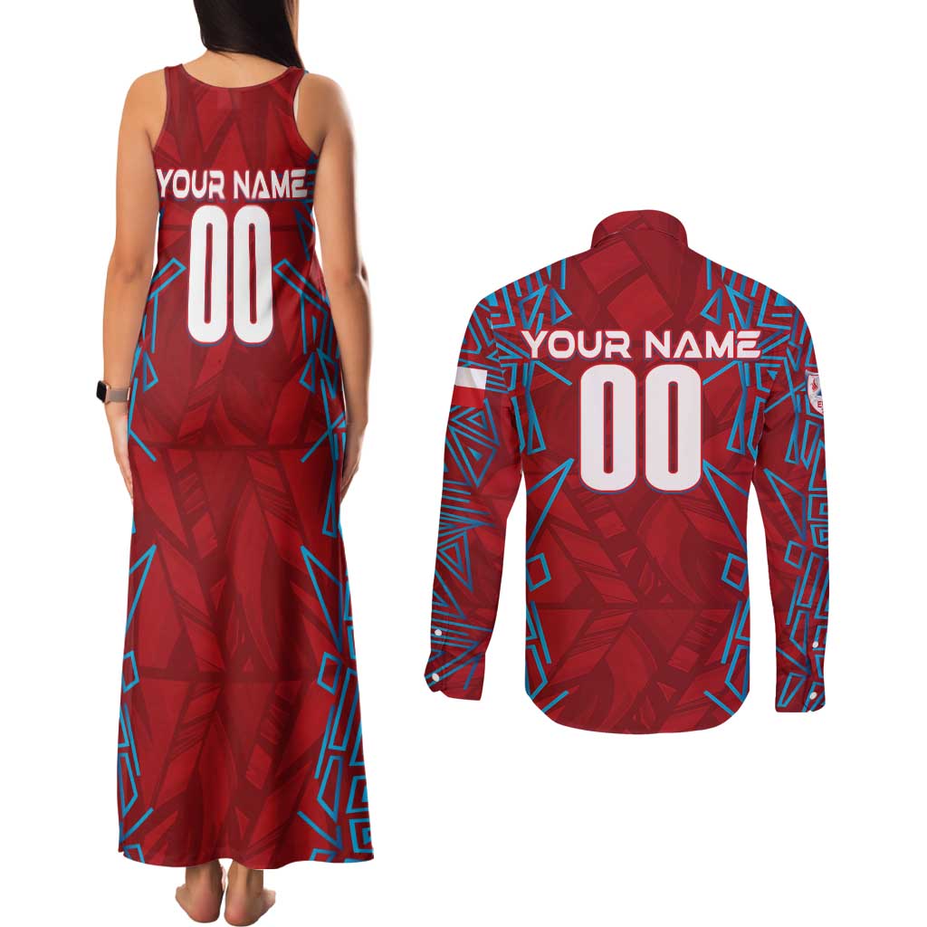 Personalized Czech Republic Football 2024 Couples Matching Tank Maxi Dress and Long Sleeve Button Shirt Trophy Wing Style - Wonder Print Shop