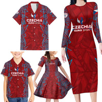Personalized Czech Republic Football 2024 Family Matching Long Sleeve Bodycon Dress and Hawaiian Shirt Trophy Wing Style - Wonder Print Shop