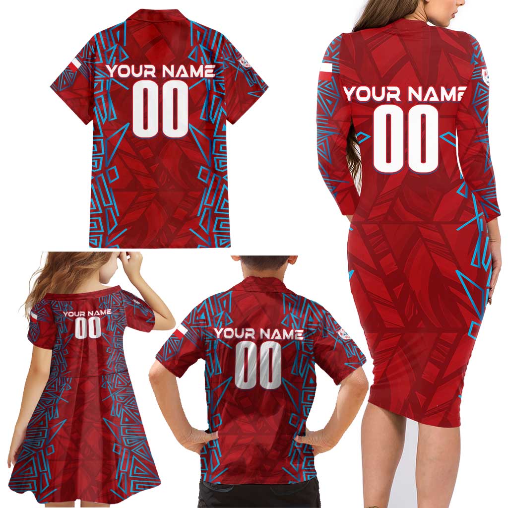 Personalized Czech Republic Football 2024 Family Matching Long Sleeve Bodycon Dress and Hawaiian Shirt Trophy Wing Style - Wonder Print Shop
