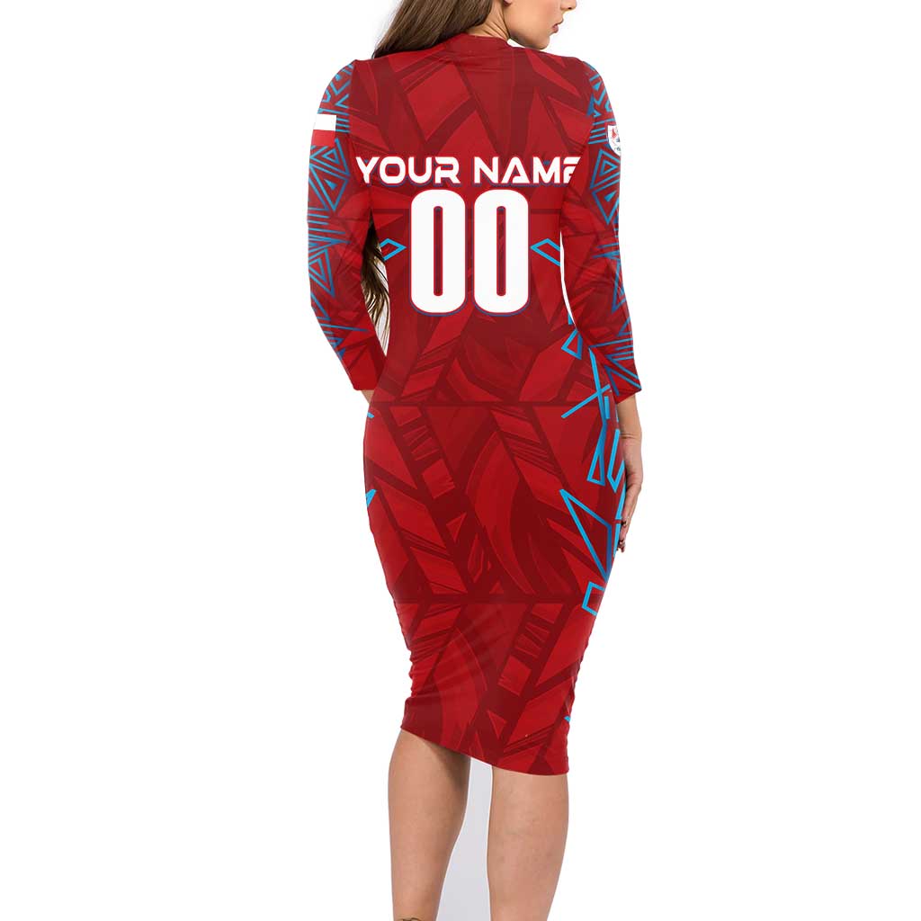 Personalized Czech Republic Football 2024 Family Matching Long Sleeve Bodycon Dress and Hawaiian Shirt Trophy Wing Style - Wonder Print Shop