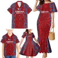 Personalized Czech Republic Football 2024 Family Matching Mermaid Dress and Hawaiian Shirt Trophy Wing Style - Wonder Print Shop