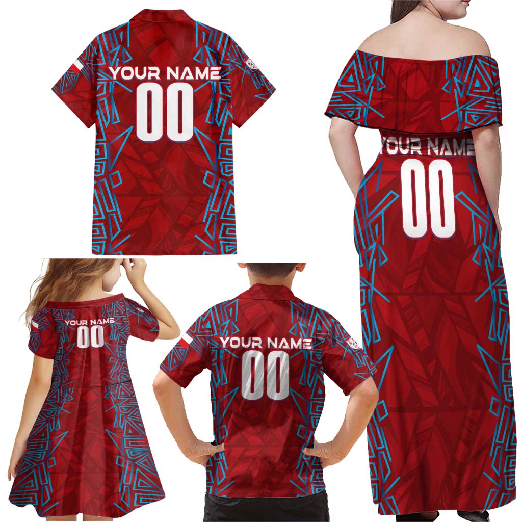 Personalized Czech Republic Football 2024 Family Matching Off Shoulder Maxi Dress and Hawaiian Shirt Trophy Wing Style - Wonder Print Shop