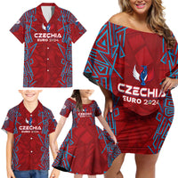 Personalized Czech Republic Football 2024 Family Matching Off Shoulder Short Dress and Hawaiian Shirt Trophy Wing Style - Wonder Print Shop