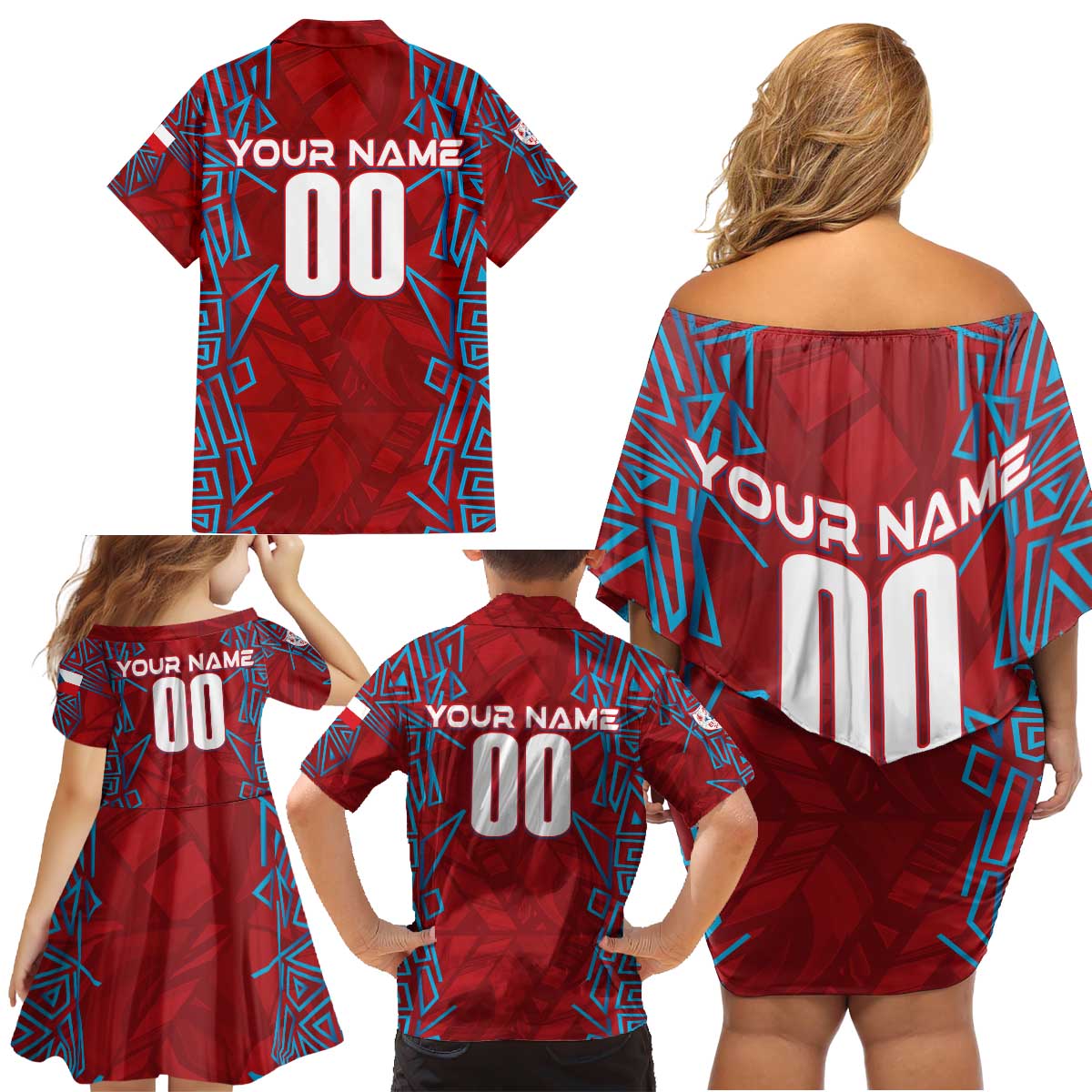 Personalized Czech Republic Football 2024 Family Matching Off Shoulder Short Dress and Hawaiian Shirt Trophy Wing Style - Wonder Print Shop