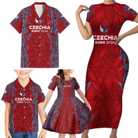 Personalized Czech Republic Football 2024 Family Matching Short Sleeve Bodycon Dress and Hawaiian Shirt Trophy Wing Style - Wonder Print Shop