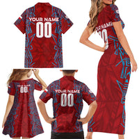 Personalized Czech Republic Football 2024 Family Matching Short Sleeve Bodycon Dress and Hawaiian Shirt Trophy Wing Style - Wonder Print Shop