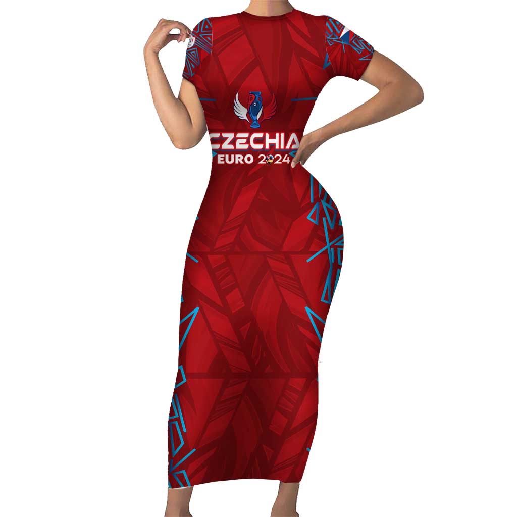 Personalized Czech Republic Football 2024 Family Matching Short Sleeve Bodycon Dress and Hawaiian Shirt Trophy Wing Style - Wonder Print Shop