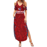 Personalized Czech Republic Football 2024 Family Matching Summer Maxi Dress and Hawaiian Shirt Trophy Wing Style - Wonder Print Shop