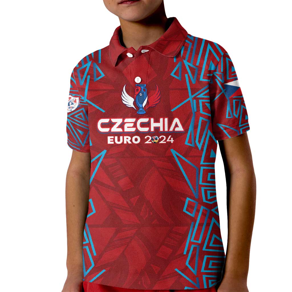 Personalized Czech Republic Football 2024 Kid Polo Shirt Trophy Wing Style - Wonder Print Shop