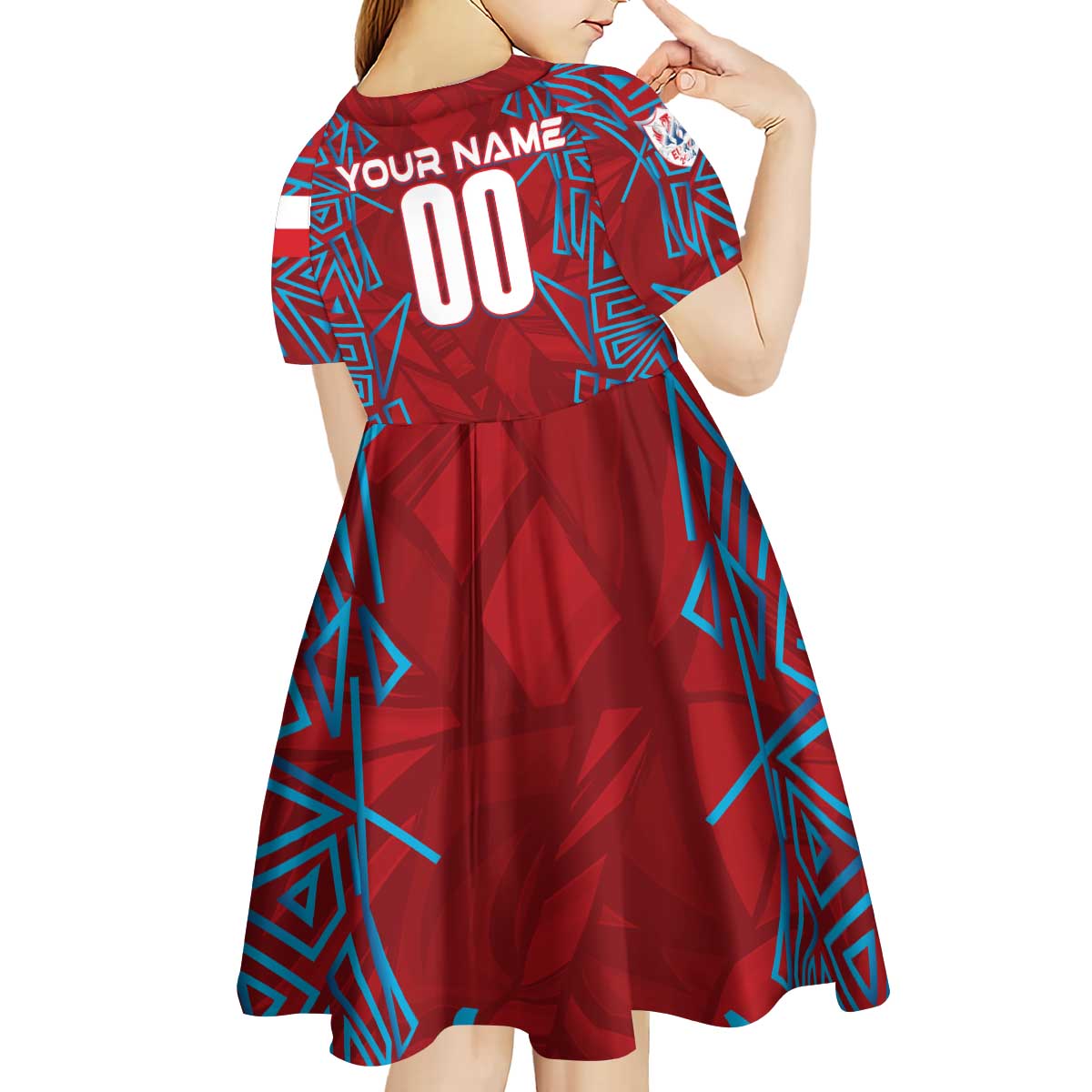 Personalized Czech Republic Football 2024 Kid Short Sleeve Dress Trophy Wing Style - Wonder Print Shop