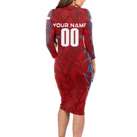 Personalized Czech Republic Football 2024 Long Sleeve Bodycon Dress Trophy Wing Style - Wonder Print Shop
