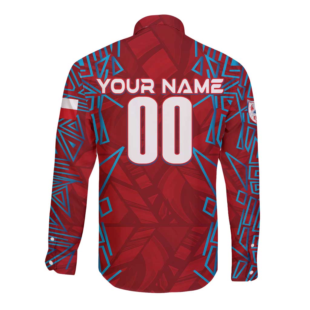 Personalized Czech Republic Football 2024 Long Sleeve Button Shirt Trophy Wing Style - Wonder Print Shop
