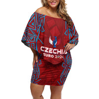 Personalized Czech Republic Football 2024 Off Shoulder Short Dress Trophy Wing Style - Wonder Print Shop