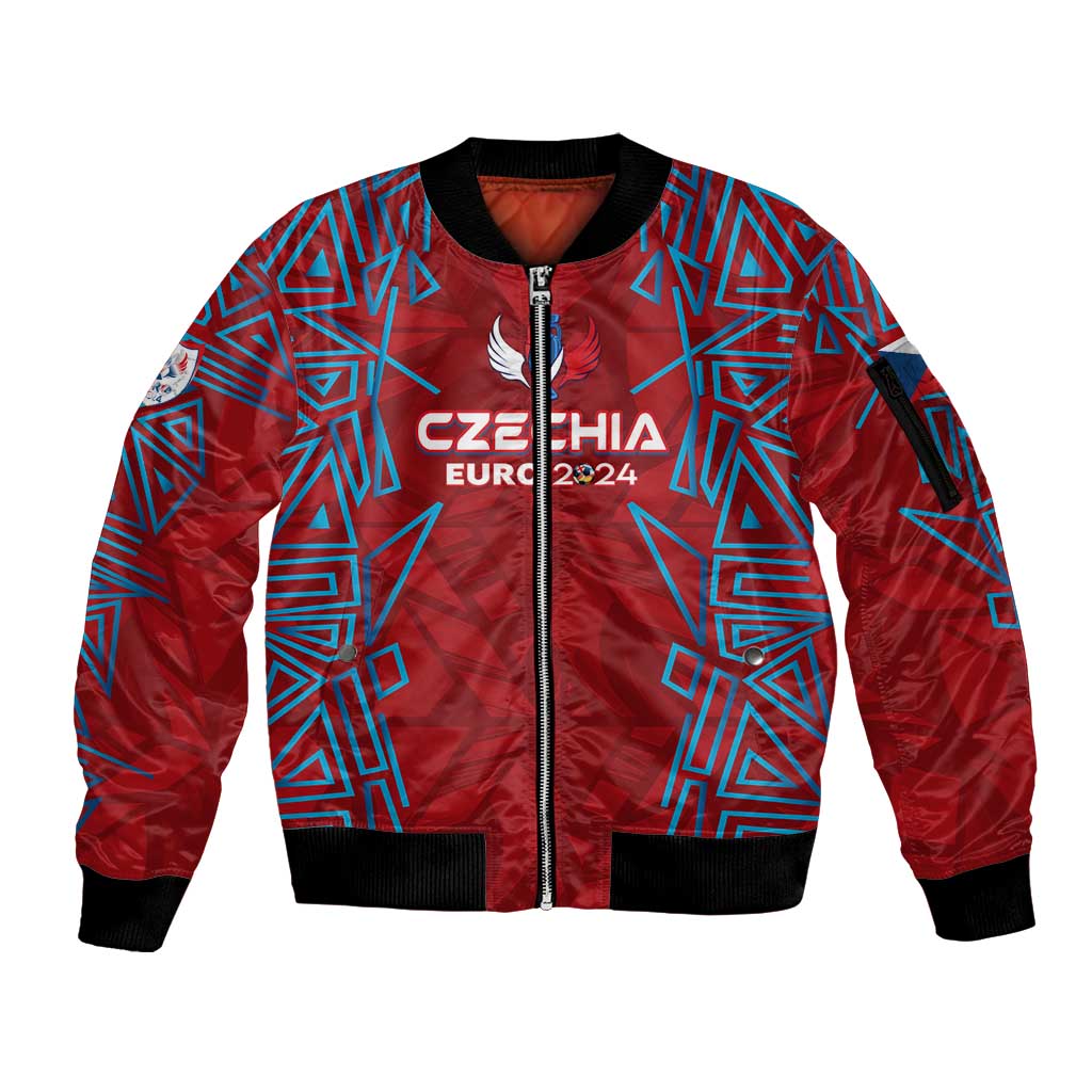 Personalized Czech Republic Football 2024 Sleeve Zip Bomber Jacket Trophy Wing Style - Wonder Print Shop