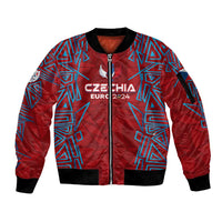 Personalized Czech Republic Football 2024 Sleeve Zip Bomber Jacket Trophy Wing Style - Wonder Print Shop
