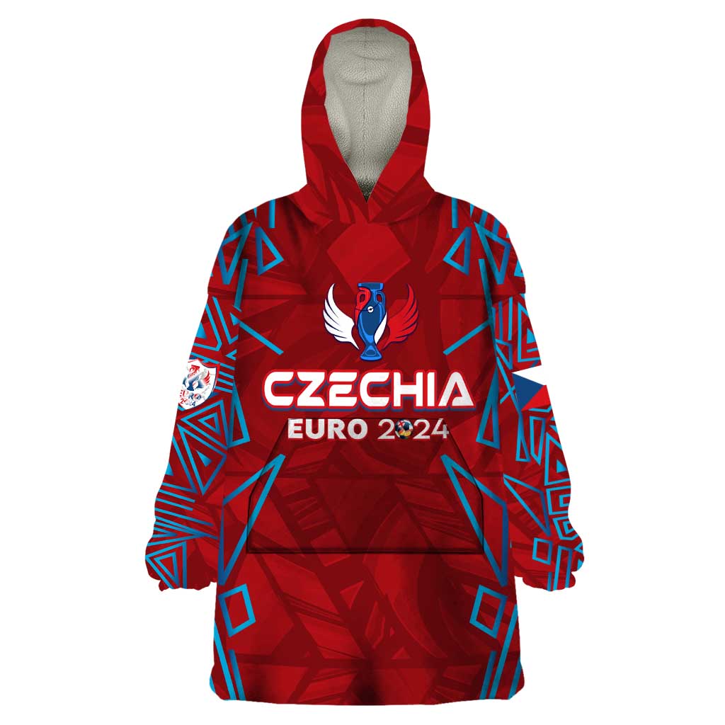 Personalized Czech Republic Football 2024 Wearable Blanket Hoodie Trophy Wing Style - Wonder Print Shop