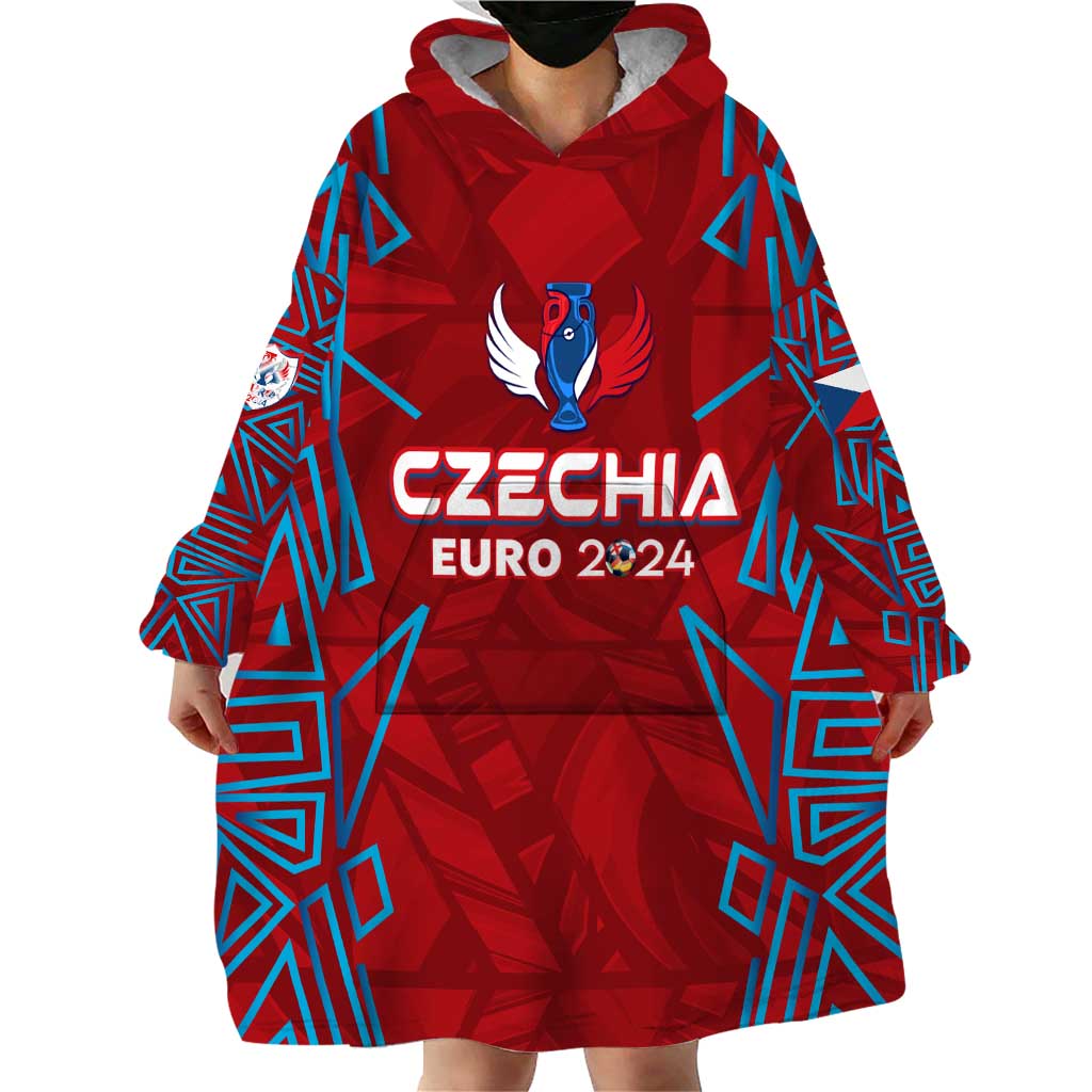 Personalized Czech Republic Football 2024 Wearable Blanket Hoodie Trophy Wing Style - Wonder Print Shop
