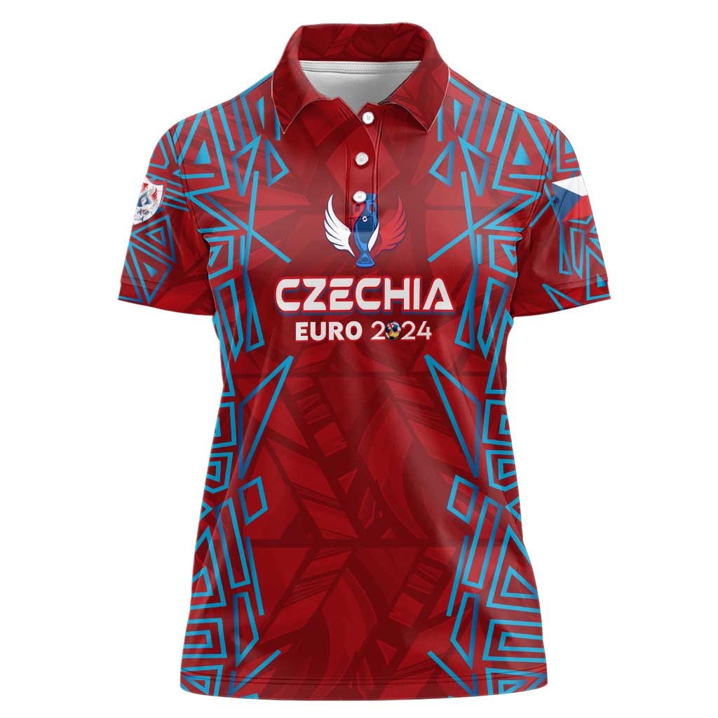Personalized Czech Republic Football 2024 Women Polo Shirt Trophy Wing Style - Wonder Print Shop