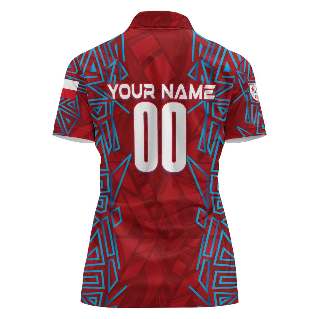Personalized Czech Republic Football 2024 Women Polo Shirt Trophy Wing Style - Wonder Print Shop