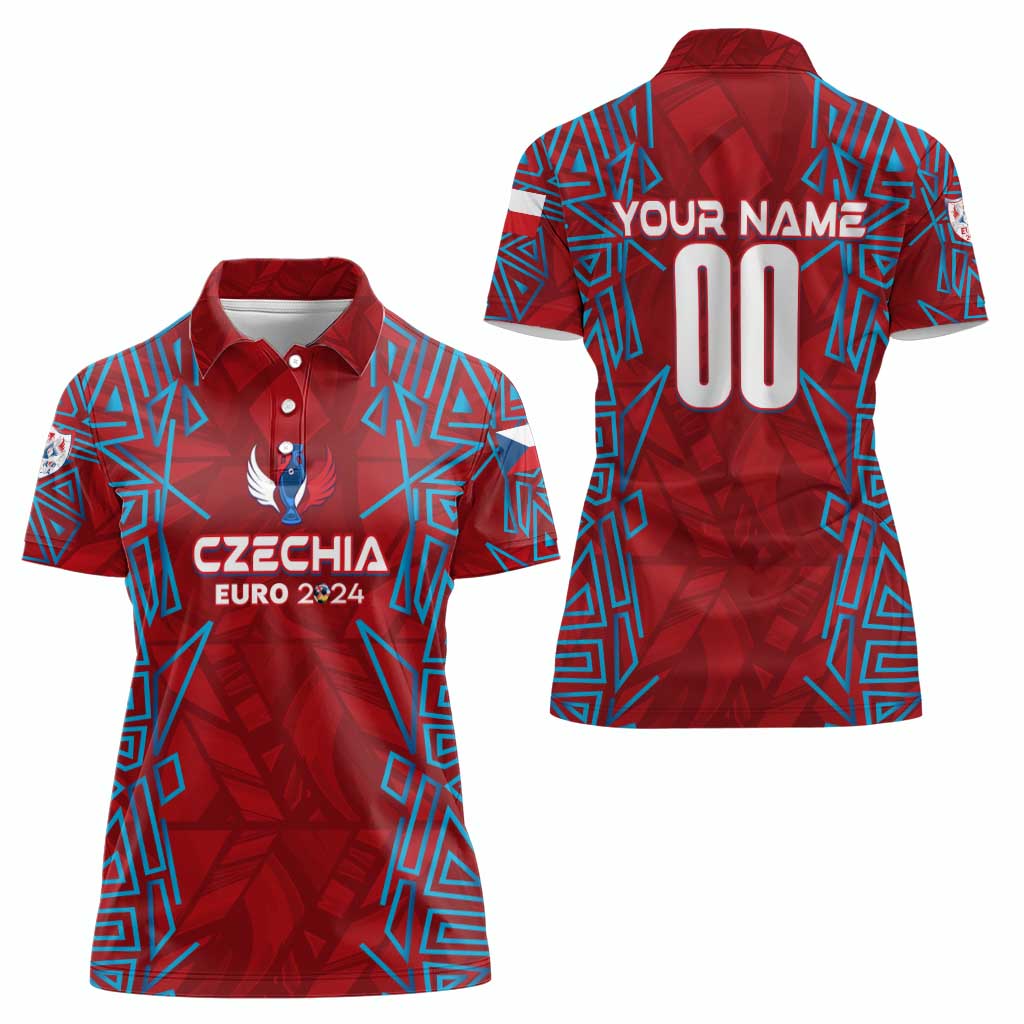 Personalized Czech Republic Football 2024 Women Polo Shirt Trophy Wing Style - Wonder Print Shop