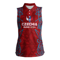 Personalized Czech Republic Football 2024 Women Sleeveless Polo Shirt Trophy Wing Style - Wonder Print Shop