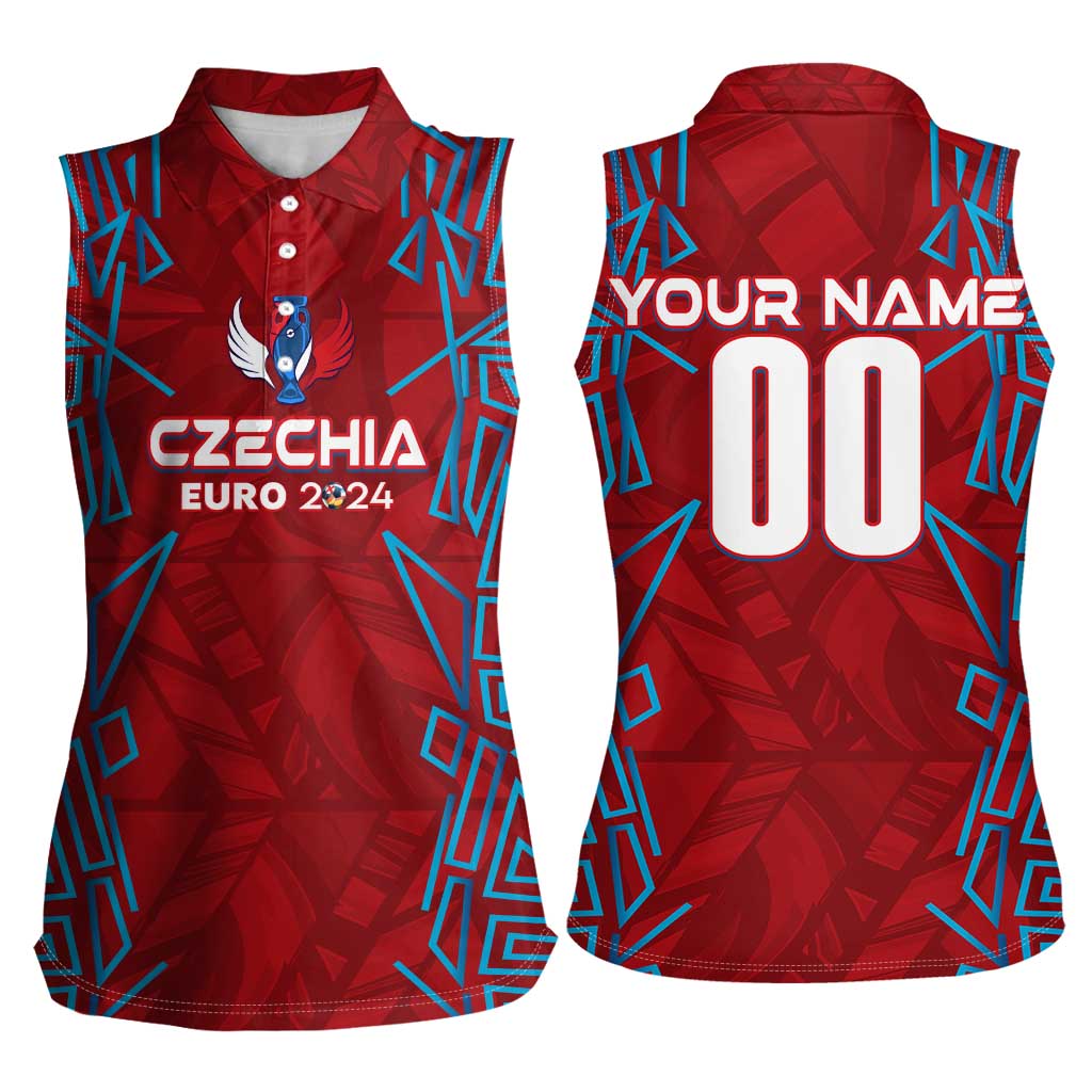 Personalized Czech Republic Football 2024 Women Sleeveless Polo Shirt Trophy Wing Style - Wonder Print Shop