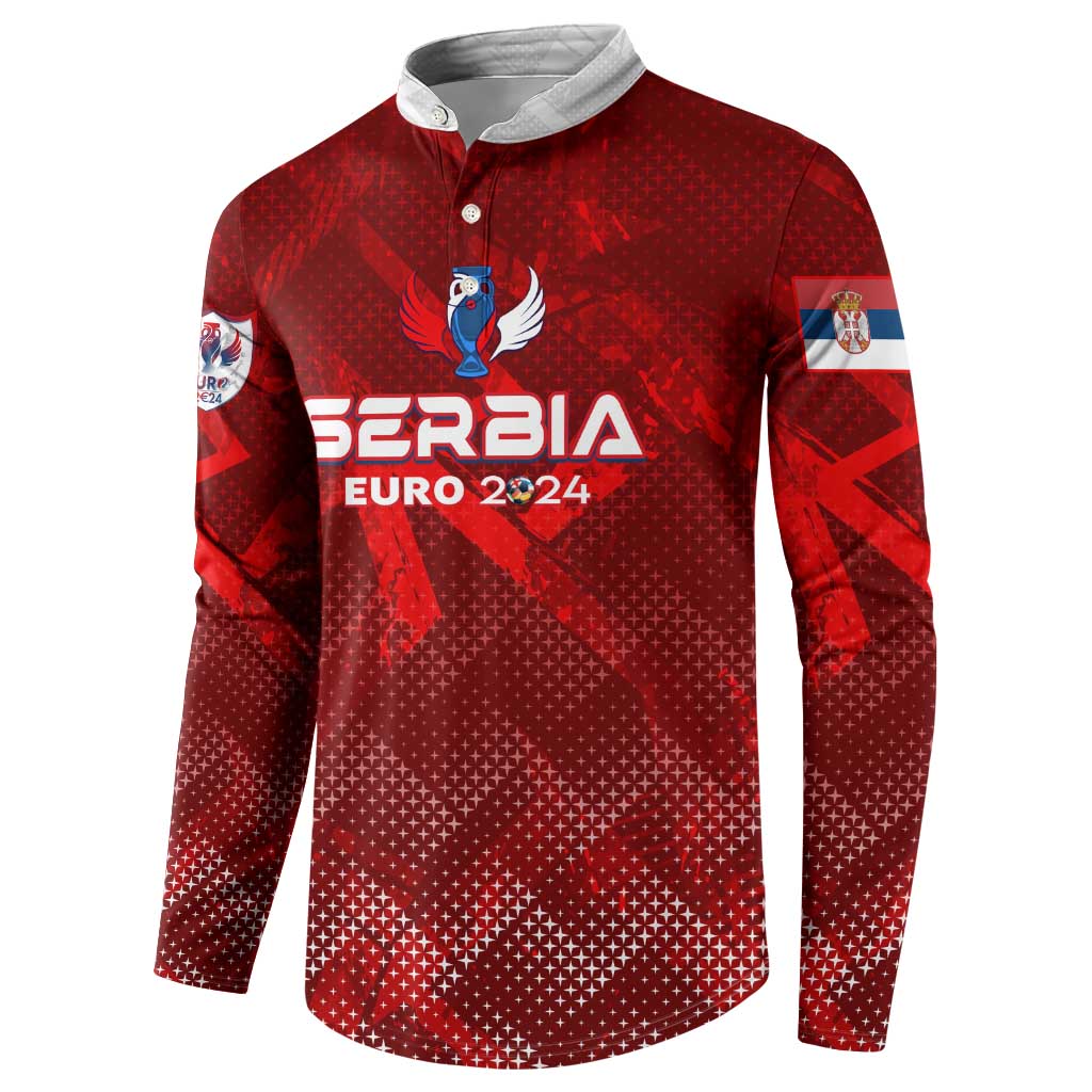 Personalized Serbia Football 2024 Button Sweatshirt Trophy Wing Style - Wonder Print Shop