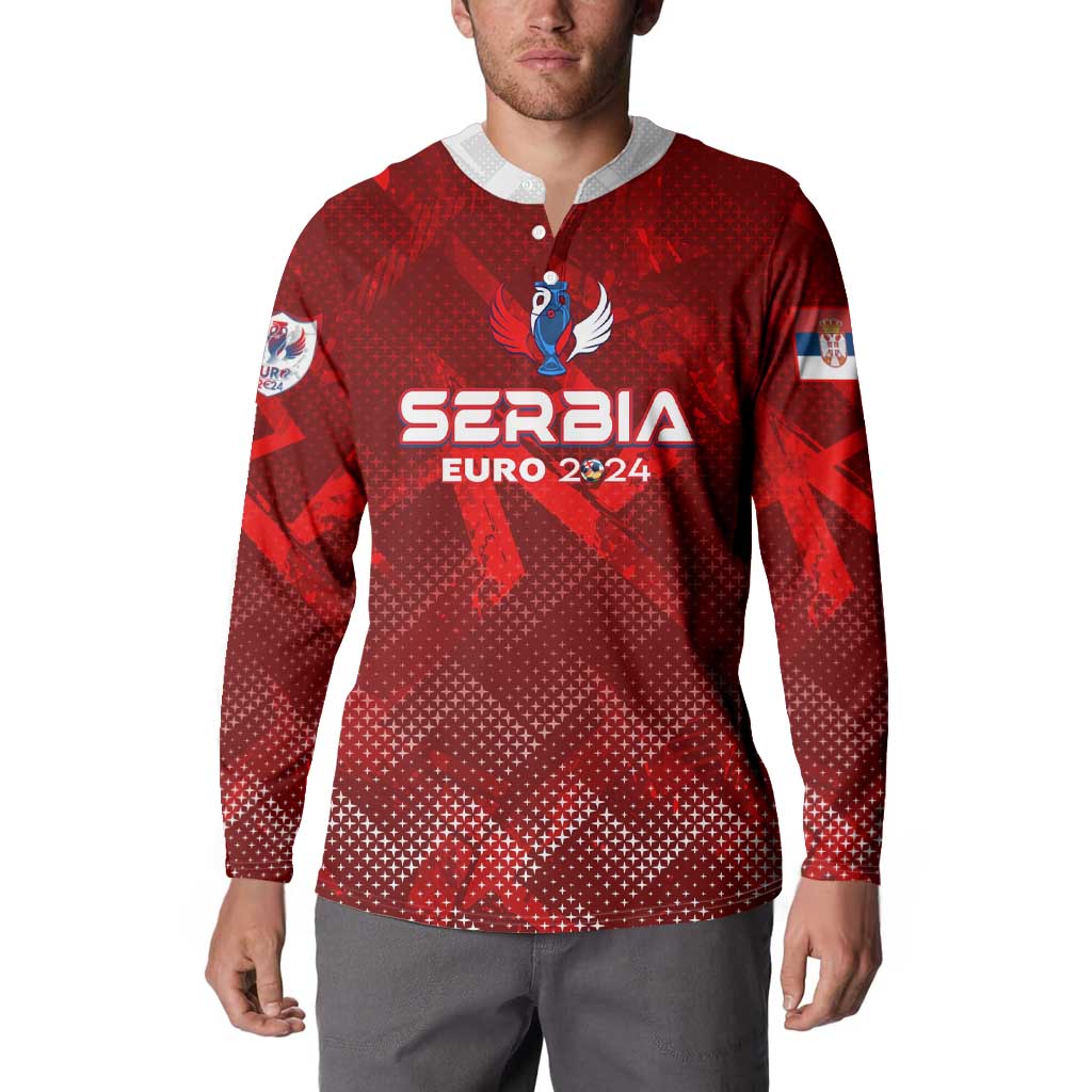 Personalized Serbia Football 2024 Button Sweatshirt Trophy Wing Style - Wonder Print Shop