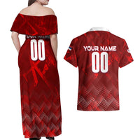 Personalized Serbia Football 2024 Couples Matching Off Shoulder Maxi Dress and Hawaiian Shirt Trophy Wing Style - Wonder Print Shop