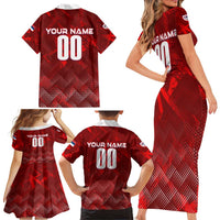 Personalized Serbia Football 2024 Family Matching Short Sleeve Bodycon Dress and Hawaiian Shirt Trophy Wing Style - Wonder Print Shop