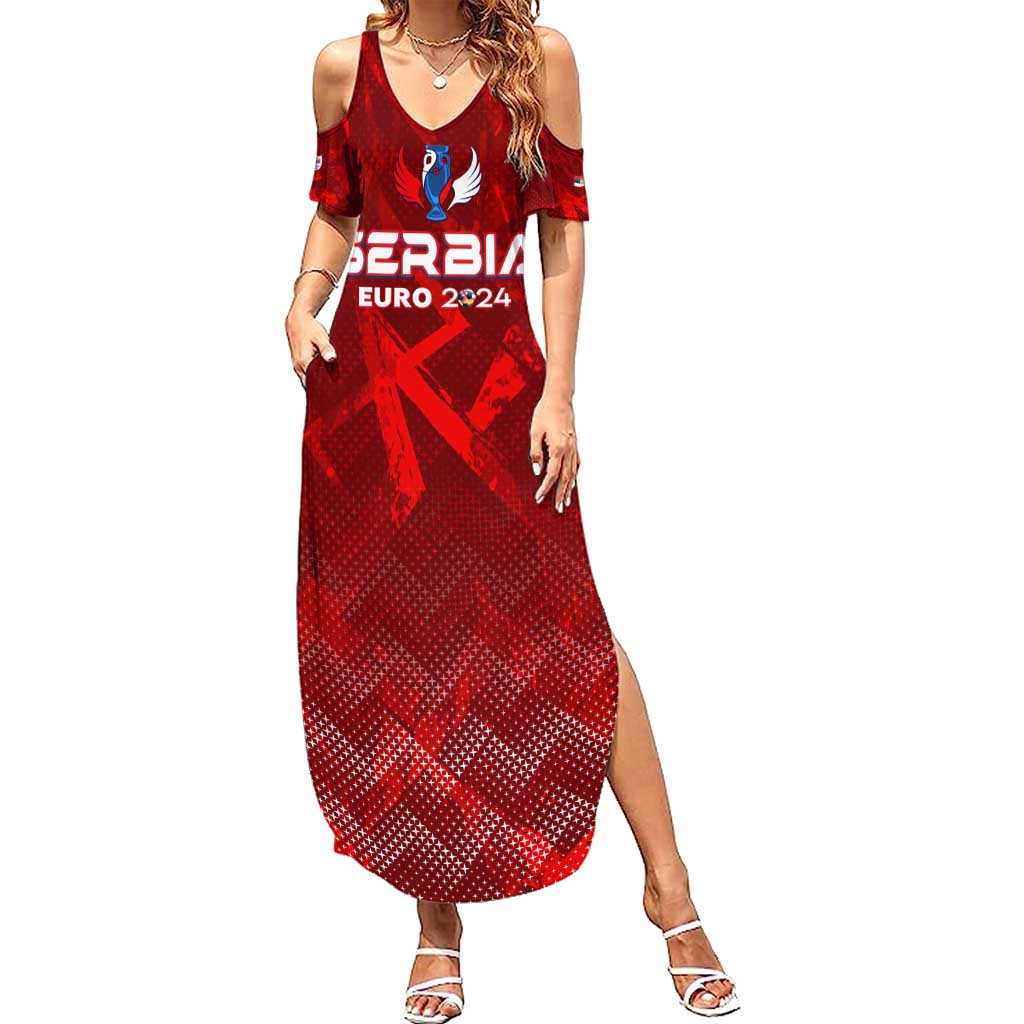 Personalized Serbia Football 2024 Family Matching Summer Maxi Dress and Hawaiian Shirt Trophy Wing Style - Wonder Print Shop