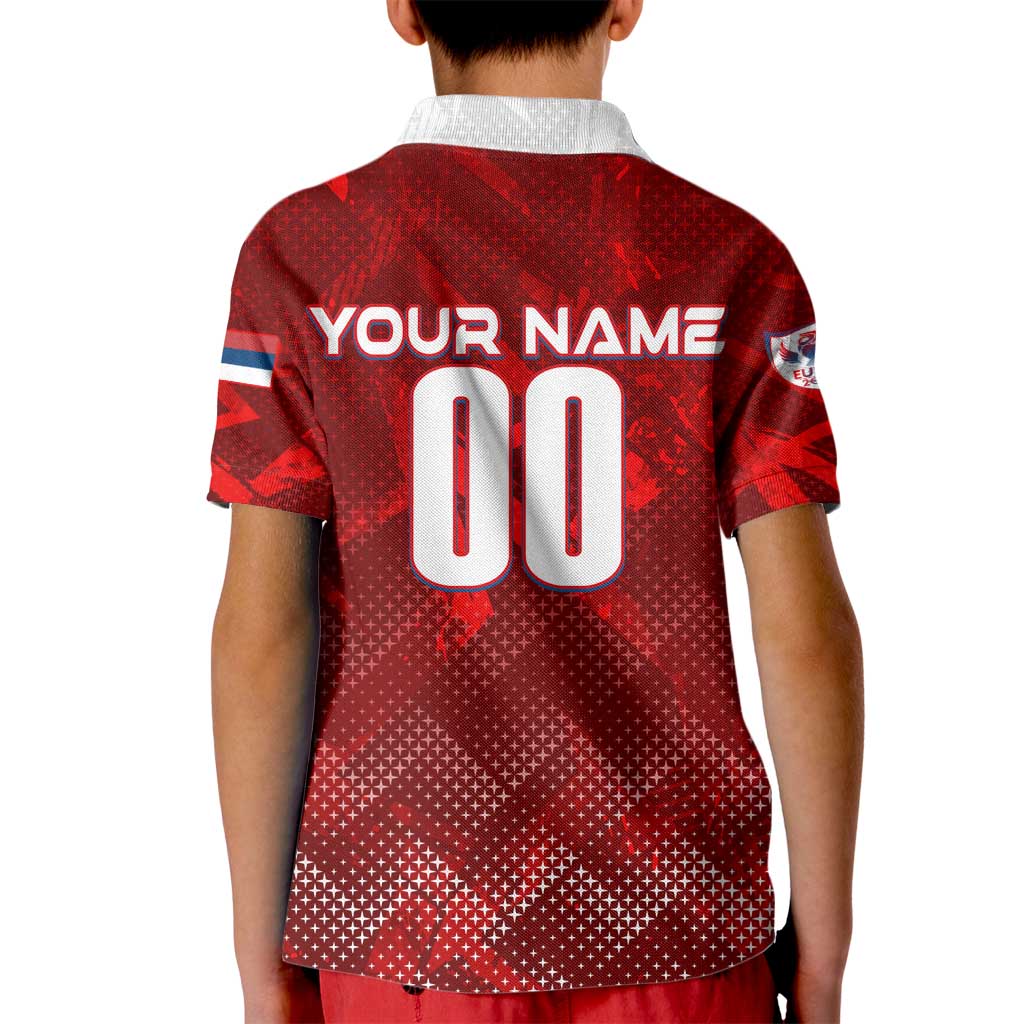 Personalized Serbia Football 2024 Kid Polo Shirt Trophy Wing Style - Wonder Print Shop