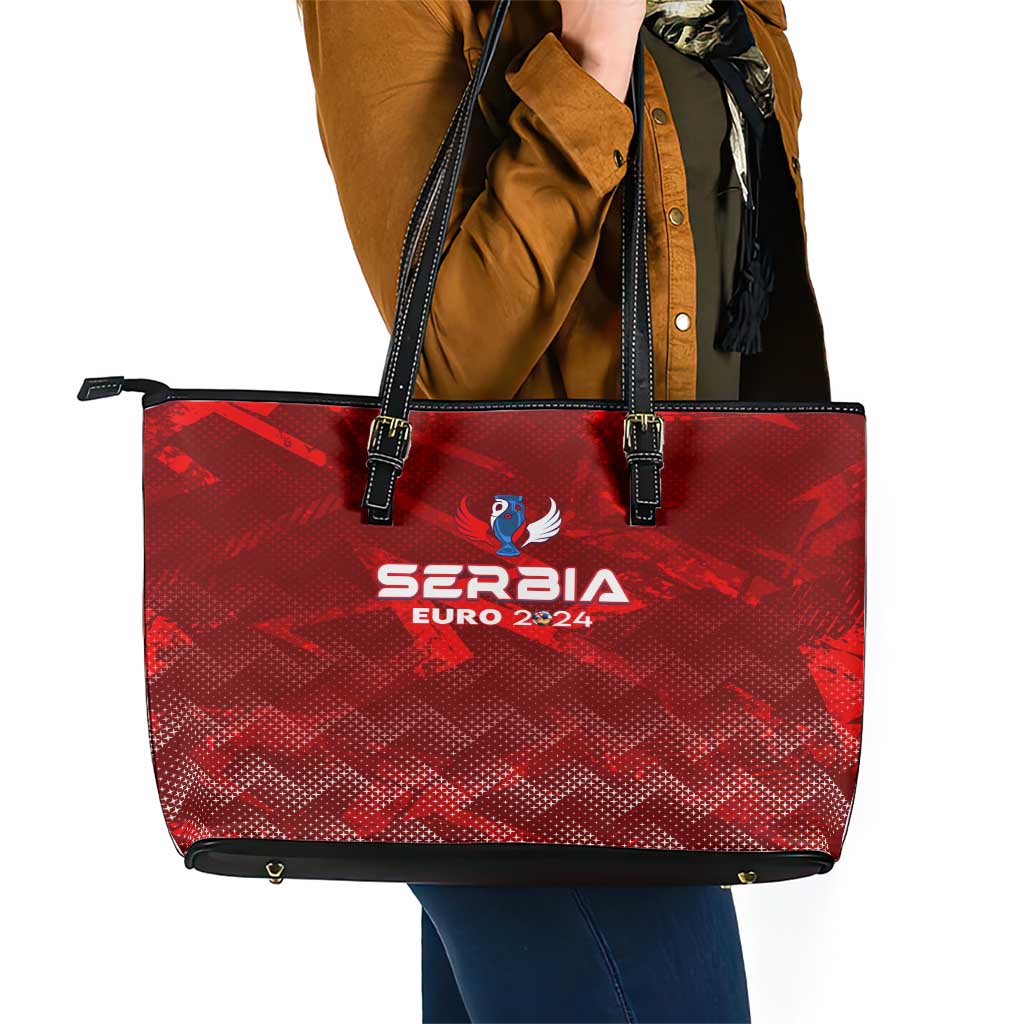 Serbia Football 2024 Leather Tote Bag Trophy Wing Style - Wonder Print Shop