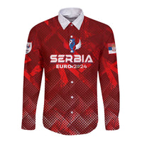 Personalized Serbia Football 2024 Long Sleeve Button Shirt Trophy Wing Style - Wonder Print Shop
