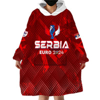 Personalized Serbia Football 2024 Wearable Blanket Hoodie Trophy Wing Style - Wonder Print Shop