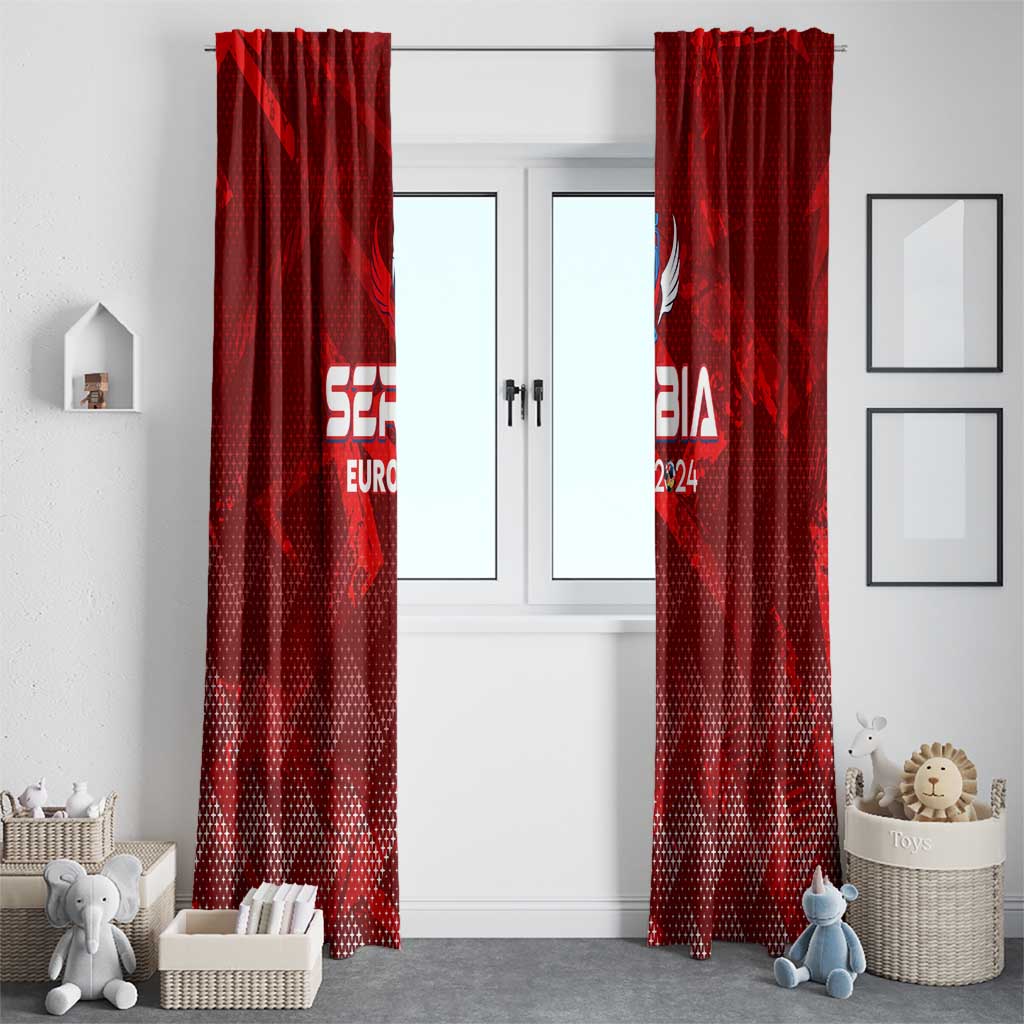 Serbia Football 2024 Window Curtain Trophy Wing Style - Wonder Print Shop