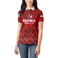 Personalized Serbia Football 2024 Women Polo Shirt Trophy Wing Style - Wonder Print Shop