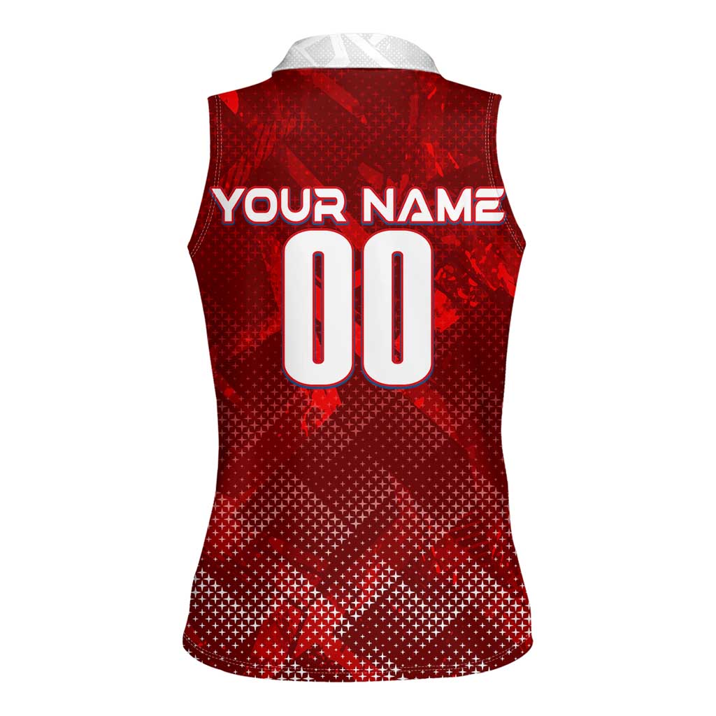 Personalized Serbia Football 2024 Women Sleeveless Polo Shirt Trophy Wing Style - Wonder Print Shop