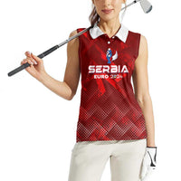 Personalized Serbia Football 2024 Women Sleeveless Polo Shirt Trophy Wing Style - Wonder Print Shop