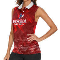 Personalized Serbia Football 2024 Women Sleeveless Polo Shirt Trophy Wing Style - Wonder Print Shop