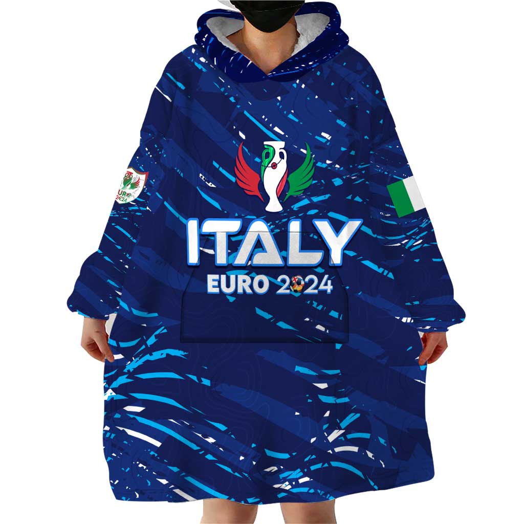 Personalized Italy Football 2024 Wearable Blanket Hoodie Trophy Wing Style - Wonder Print Shop