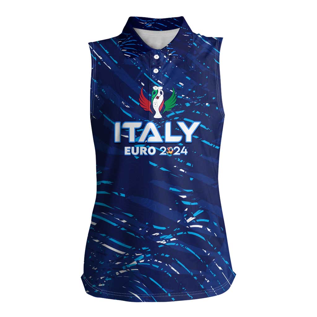 Personalized Italy Football 2024 Women Sleeveless Polo Shirt Trophy Wing Style - Wonder Print Shop