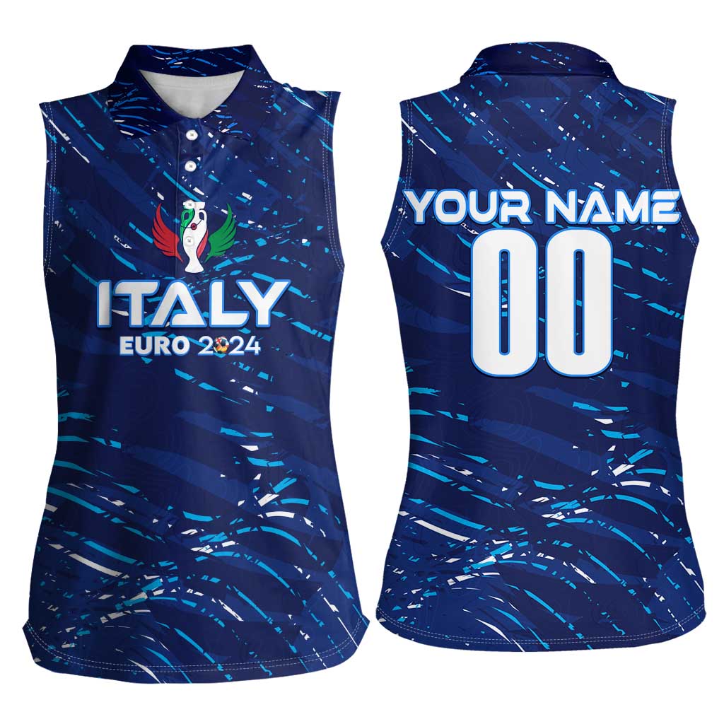 Personalized Italy Football 2024 Women Sleeveless Polo Shirt Trophy Wing Style - Wonder Print Shop