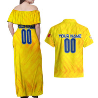 Personalized Romania Football 2024 Couples Matching Off Shoulder Maxi Dress and Hawaiian Shirt Trophy Wing Style - Wonder Print Shop