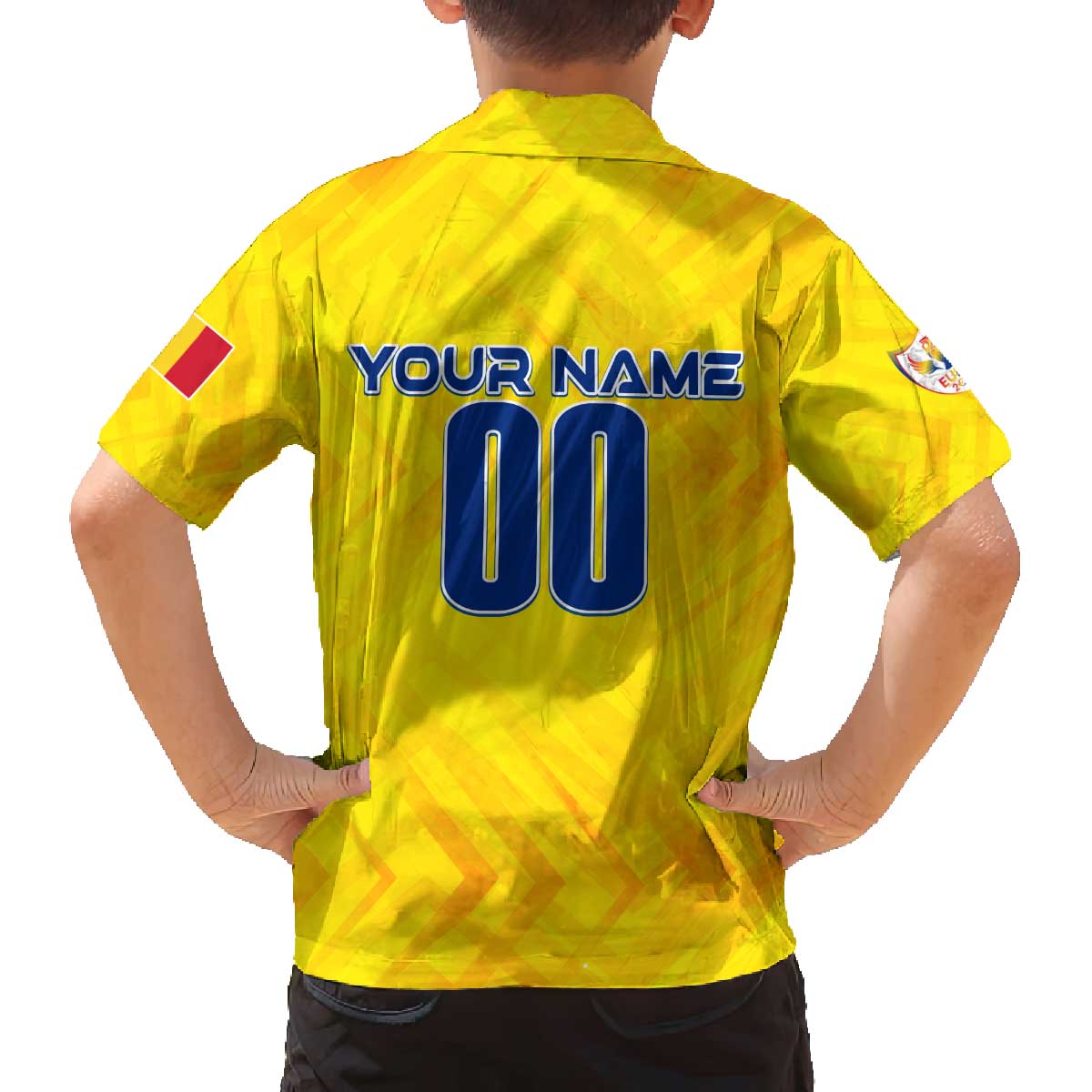 Personalized Romania Football 2024 Family Matching Off Shoulder Short Dress and Hawaiian Shirt Trophy Wing Style - Wonder Print Shop