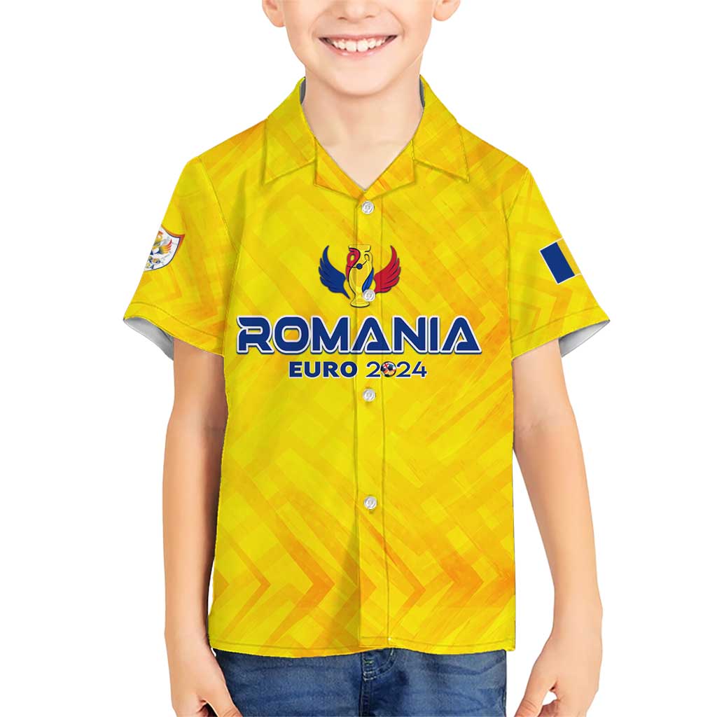 Personalized Romania Football 2024 Family Matching Short Sleeve Bodycon Dress and Hawaiian Shirt Trophy Wing Style - Wonder Print Shop