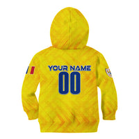 Personalized Romania Football 2024 Kid Hoodie Trophy Wing Style - Wonder Print Shop