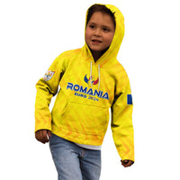 Personalized Romania Football 2024 Kid Hoodie Trophy Wing Style - Wonder Print Shop
