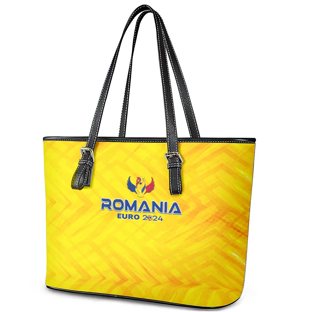 Romania Football 2024 Leather Tote Bag Trophy Wing Style - Wonder Print Shop