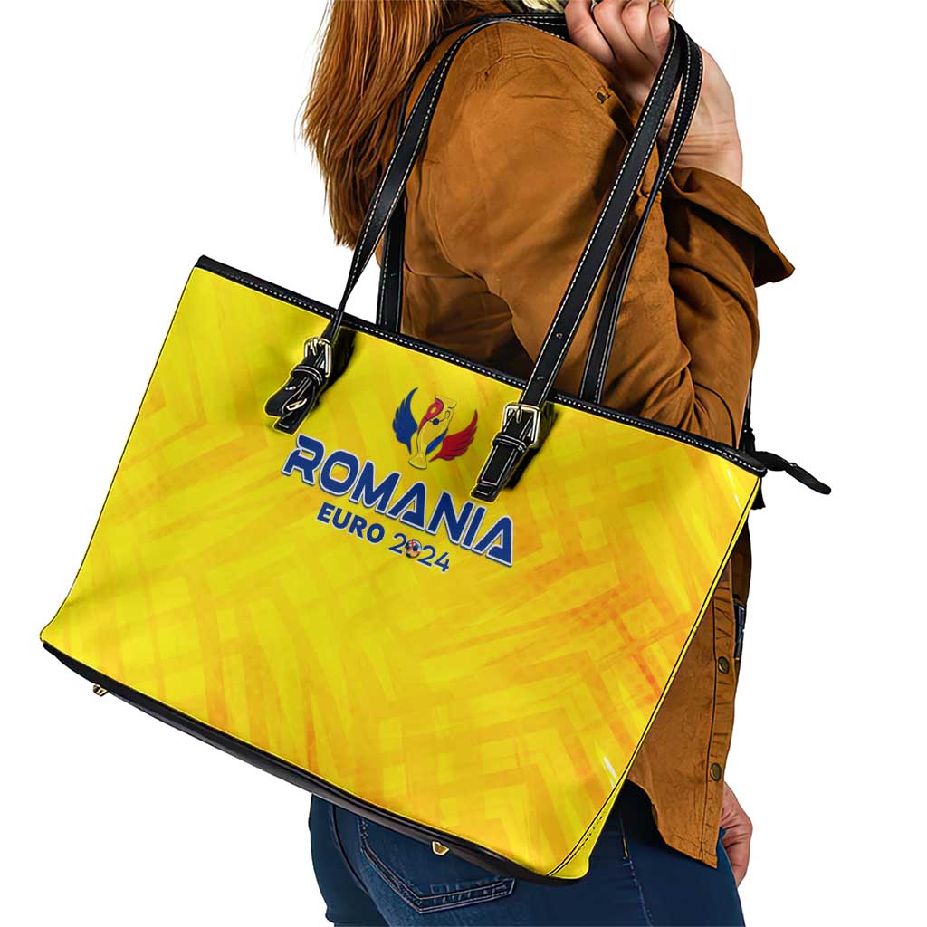 Romania Football 2024 Leather Tote Bag Trophy Wing Style - Wonder Print Shop